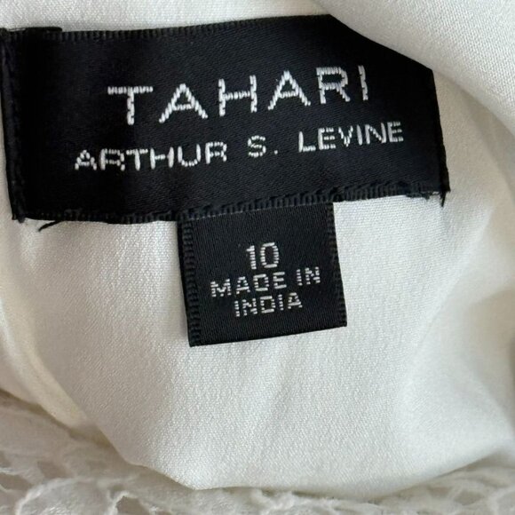 Tahari white eyelet Sleeveless Dress Womens Size 10 cotton mock neck tie new - Picture 13 of 14